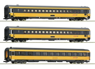 H0 ROCO 6200082 set tří osobních vozů Regiojet: Bmpvz, Bpwmz, ABmz